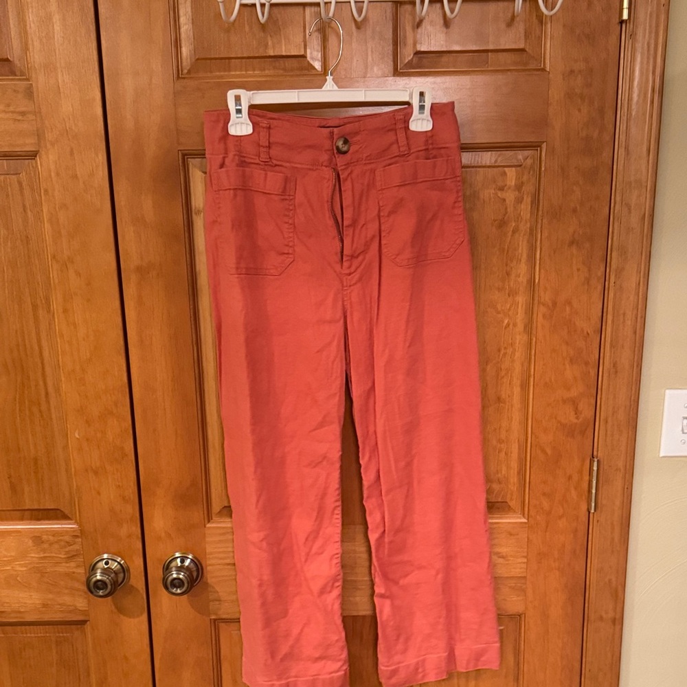 Maeve Rust Cropped Wide-Leg Pants